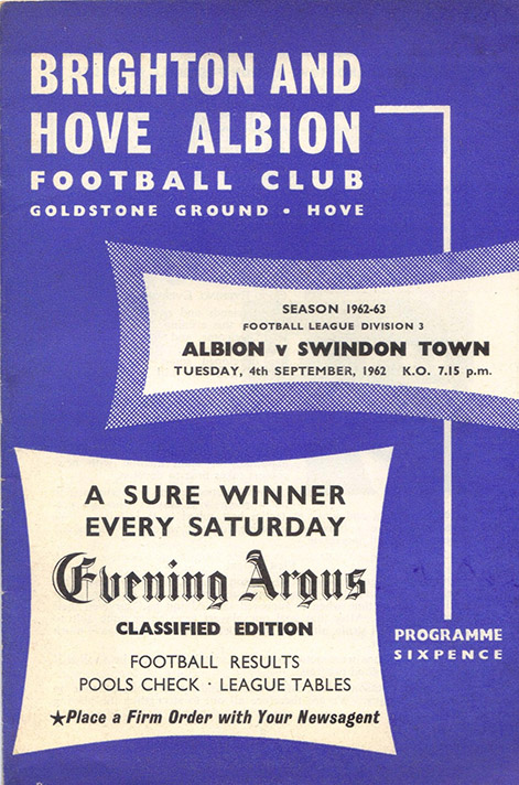<b>Tuesday, September 4, 1962</b><br />vs. Brighton and Hove Albion (Away)